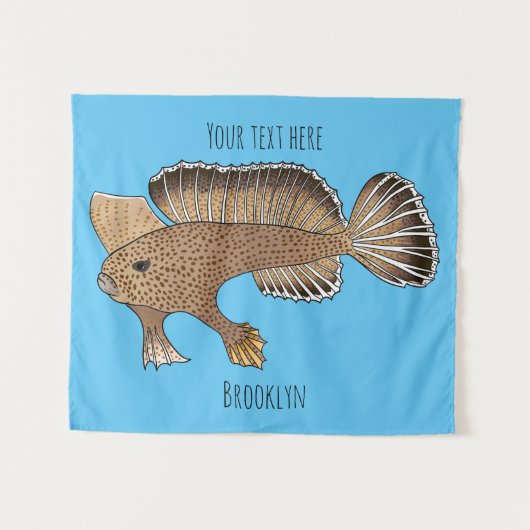 Tenture Illustration de poisson à main (Devant (Horizontal))