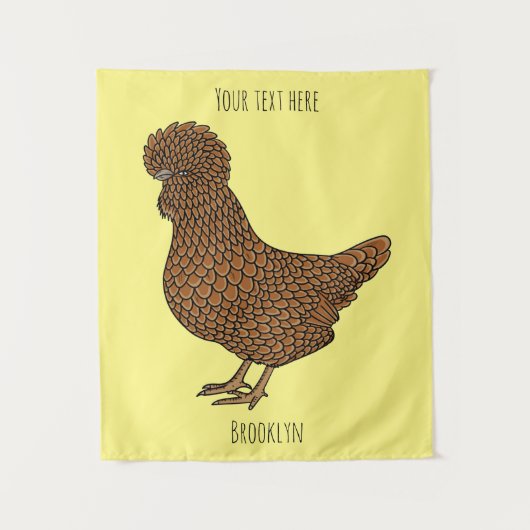 Tenture Illustration de poulet à la polis chamois (Devant)