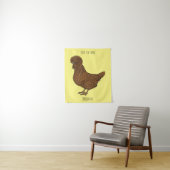 Tenture Illustration de poulet à la polis chamois (En situation)