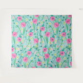 Tenture Illustration de Summer Meadow Floral Nature Teal (Devant (Horizontal))