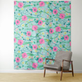 Tenture Illustration de Summer Meadow Floral Nature Teal (En situation)