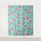 Tenture Illustration de Summer Meadow Floral Nature Teal (Devant)