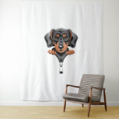 Tenture Illustration de teckel mignon regardant hors de la (En situation)