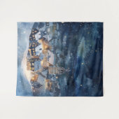 Tenture Illustration de ville nocturne dans la neige (Devant (Horizontal))