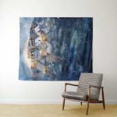 Tenture Illustration de ville nocturne dans la neige (En situation (horizontale))