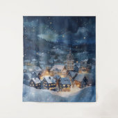 Tenture Illustration de ville nocturne dans la neige (Devant)