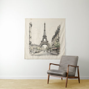 Tenture Illustration de voyage antique vintage de Paris