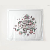 Tenture Illustration d'éléphant à fleurs tribaux mignons (Devant (Horizontal))