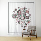 Tenture Illustration d'éléphant à fleurs tribaux mignons (En situation)