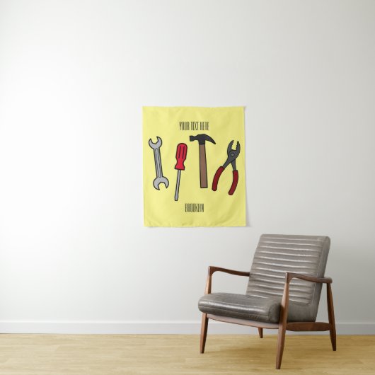 Tenture Illustration des outils de menuiserie (En situation)