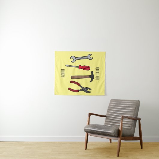 Tenture Illustration des outils de menuiserie (En situation (horizontale))