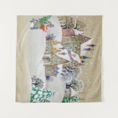 Tenture Illustration dessinée à la main avec paysage d'hiv (Devant (Horizontal))