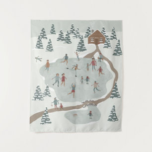 Tenture Illustration d'hiver de la patinoire confortable