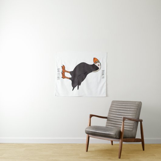 Tenture Illustration d'oiseau bouffon touffu (En situation (horizontale))