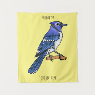 Tenture Illustration d'oiseau de jay bleu