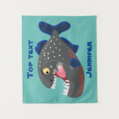 Tenture Illustration drôle de piranha affamée (Devant)