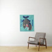 Tenture Illustration drôle de piranha affamée (En situation)