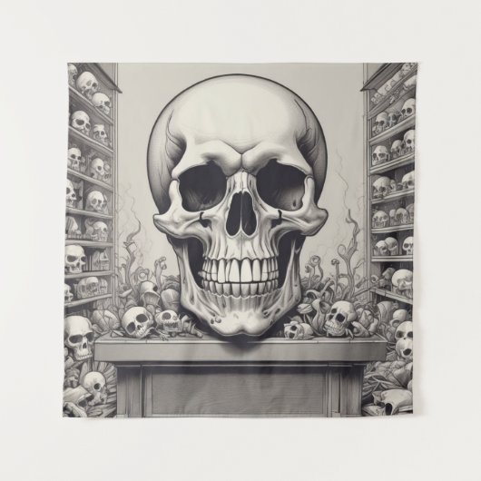 Tenture Illustration du crâne (Devant)
