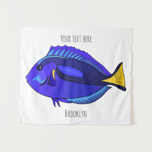 Tenture Illustration du poisson de la cuve bleue