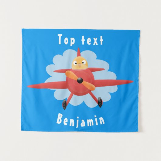 Tenture Illustration d'un avion rouge volant mignon (Devant (Horizontal))