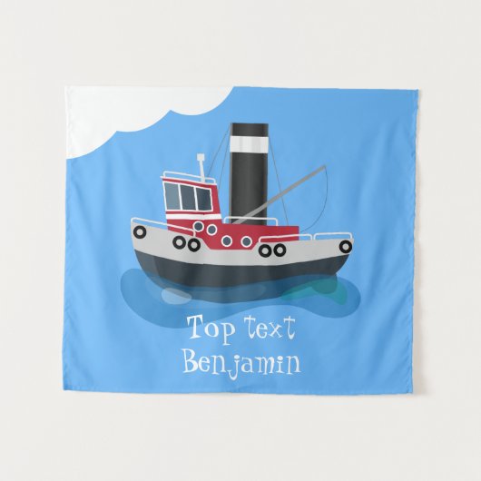 Tenture Illustration d'un bateau à chalutier mignon (Devant (Horizontal))