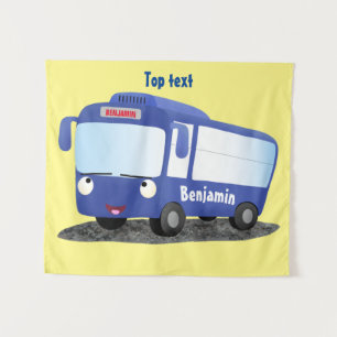 Tenture Illustration d'un bus moderne bleu mignon