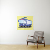 Tenture Illustration d'un bus moderne bleu mignon (En situation (horizontale))