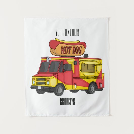 Tenture Illustration d'un camion de nourriture pour chien (Devant)