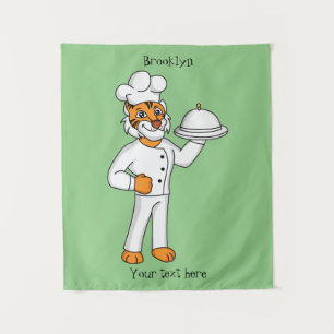 Tenture Illustration d'un chef tigre drôle et mignon