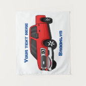 Tenture Illustration d'une camionnette rouge mou (Devant)
