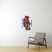 Tenture Illustration d'une camionnette rouge mou (En situation)