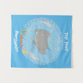 Tenture Illustration d'une mignonne raie manta et de bulle (Devant (Horizontal))