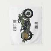 Tenture Illustration d'une moto de croiseur militaire (Devant)