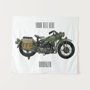 Tenture Illustration d'une moto de croiseur militaire