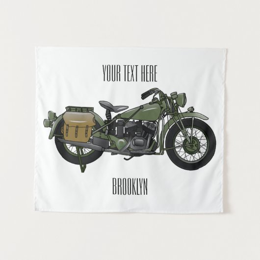 Tenture Illustration d'une moto de croiseur militaire (Devant (Horizontal))