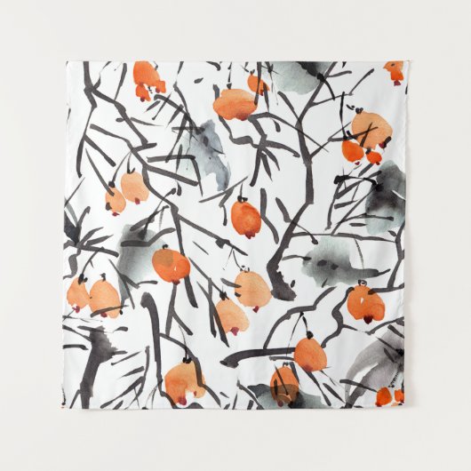 Tenture Illustration Feuille des baies d'encre d'aquarelle (Devant)