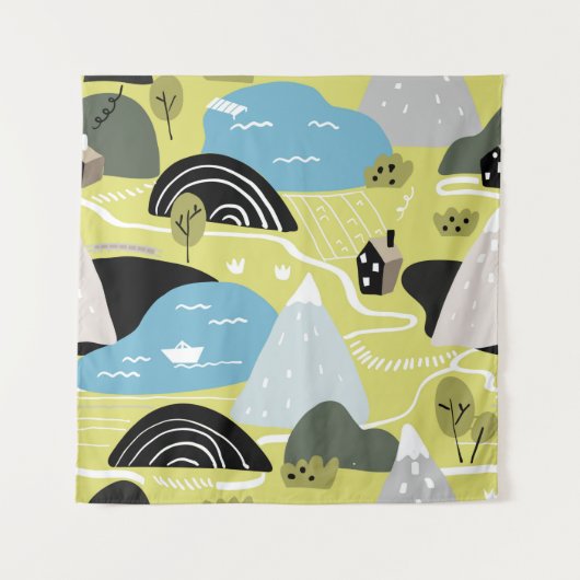 Tenture Illustration graphique scandinave transparente mot (Devant)
