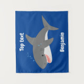 Tenture Illustration joyeuse du grand requin blanc (Devant)