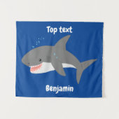 Tenture Illustration joyeuse du grand requin blanc (Devant (Horizontal))