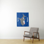 Tenture Illustration joyeuse du grand requin blanc (En situation)