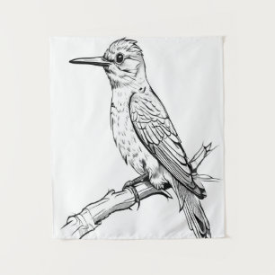 Tenture Illustration minimaliste d'oiseaux