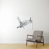 Tenture Illustration minimaliste d'oiseaux (En situation (horizontale))