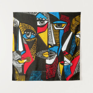 Tenture Illustration moderne en style linocut. Colo surréa