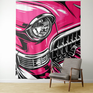Tenture Illustration Pop Art Avant d'une voiture rétro ros