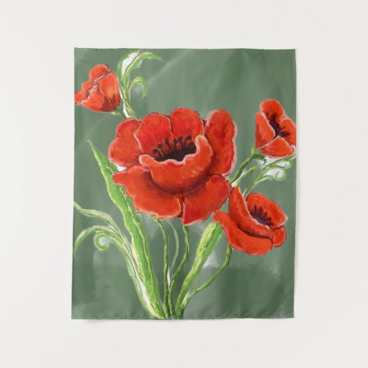 Tenture Illustration Red Poppies (Devant)