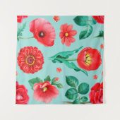 Tenture Illustrations aquarelles de fleurs rouges. Inséabl (Devant (Horizontal))