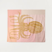 Tenture Image de pieuvre mignonne en rose et or (Devant (Horizontal))