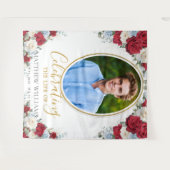 Tenture Image Florale Rouge Blanc Bleu Mémorial Funéraire (Devant (Horizontal))