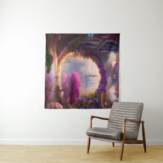 Tenture Imaginaire cour fleurie (En situation (horizontale))