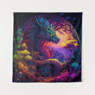 Tenture Imaginaire de dragon mystique tissu coloré